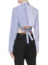Back View - Click To Enlarge - DION LEE - 'Binary' detachable panel tie open back stripe shirt