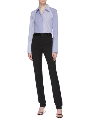 Figure View - Click To Enlarge - DION LEE - 'Binary' detachable panel tie open back stripe shirt