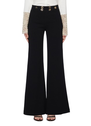 Main View - Click To Enlarge - GALVAN LONDON - 'Ansi' mock button waist crepe wide leg suiting pants