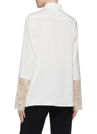 Back View - Click To Enlarge - GALVAN LONDON - 'Marrakech' embellished macramé lace cuff crepe shirt