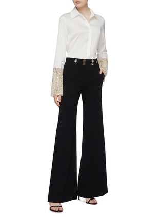 Figure View - Click To Enlarge - GALVAN LONDON - 'Marrakech' embellished macramé lace cuff crepe shirt