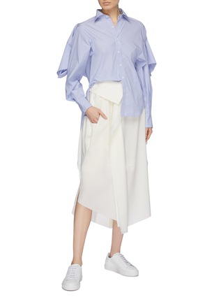 Figure View - Click To Enlarge - ENFÖLD - Folded drape panel wool skirt