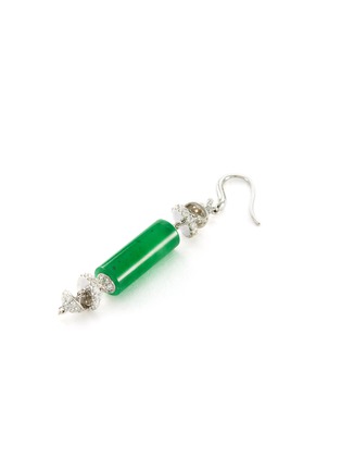 Detail View - Click To Enlarge - SAMUEL KUNG - Diamond jade 18k white gold tiered drop earrings