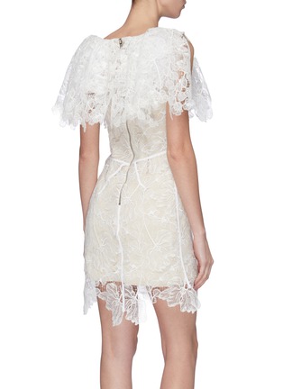 Back View - Click To Enlarge - MATICEVSKI - 'Azalea' cape yoke floral lace mini dress