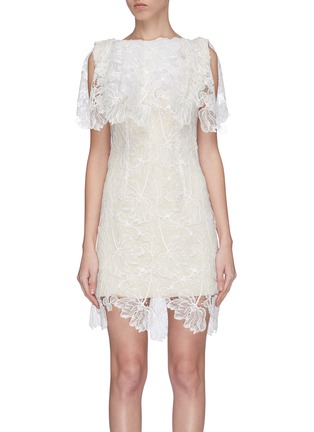 Main View - Click To Enlarge - MATICEVSKI - 'Azalea' cape yoke floral lace mini dress
