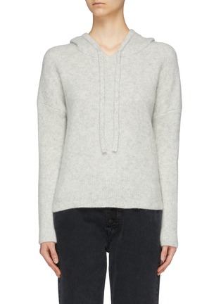 Main View - Click To Enlarge - JAMES PERSE - Brushed cashmere-silk knit cropped hoodie