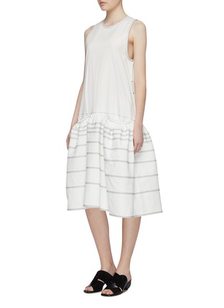Detail View - Click To Enlarge - PROENZA SCHOULER - Belted contrast topstitching sleeveless twill peplum dress