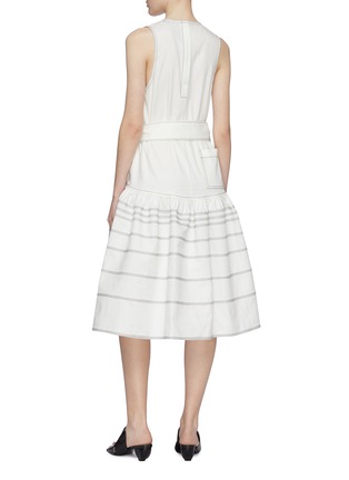 Back View - Click To Enlarge - PROENZA SCHOULER - Belted contrast topstitching sleeveless twill peplum dress