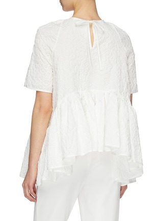 Back View - Click To Enlarge - CECILIE BAHNSEN - 'Susi' tie keyhole back brocade peplum top