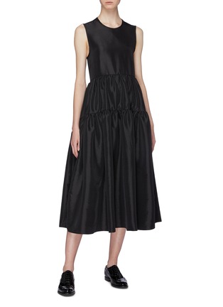 Figure View - Click To Enlarge - CECILIE BAHNSEN - 'Ruth' tie open back tiered faille dress