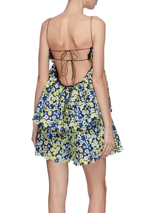 Back View - Click To Enlarge - CECILIE BAHNSEN - 'Ruby' tie open back floral macramé lace peplum camisole top