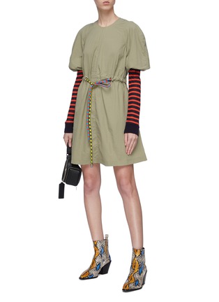 Figure View - Click To Enlarge - PROENZA SCHOULER - PSWL 'Parachute' stripe drawcord waist dress