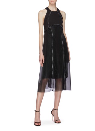Figure View - Click To Enlarge - NEIL BARRETT - Rope trim panelled overlay racerback dress