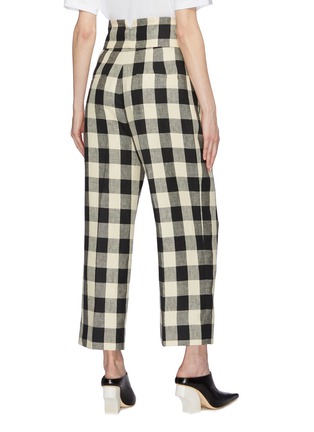 Back View - Click To Enlarge - PETAR PETROV - 'Herrin' ring buckled check linen wide leg pants