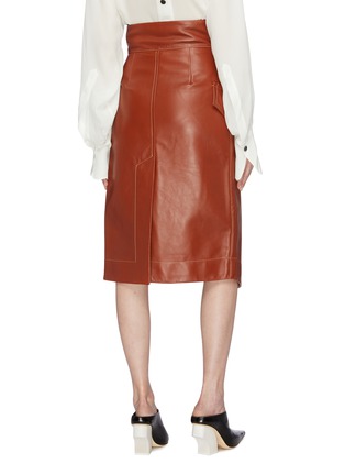 Back View - Click To Enlarge - PETAR PETROV - 'Rhea' slant button flap leather wrap skirt