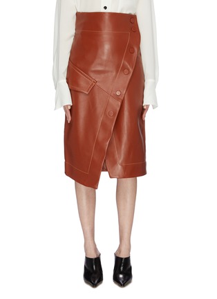 Main View - Click To Enlarge - PETAR PETROV - 'Rhea' slant button flap leather wrap skirt