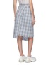 Back View - Click To Enlarge - DAWEI - Asymmetric panelled check plaid midi skirt