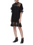 Figure View - Click To Enlarge - ISABEL MARANT - 'Satia' tiered sleeve embroidered lace mesh dress