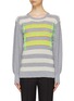 Main View - Click To Enlarge - MAISON FLANEUR - Blouson sleeve contrast frayed stripe sweater