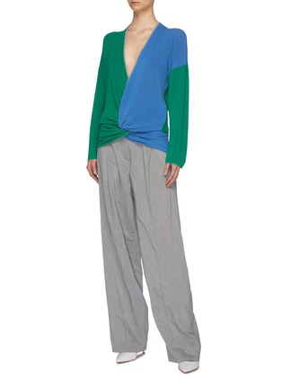 Figure View - Click To Enlarge - MAISON FLANEUR - Pleated cotton-silk oversized pants