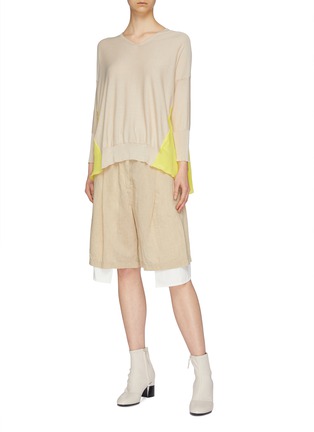 Figure View - Click To Enlarge - MAISON FLANEUR - Layered cotton-silk shorts