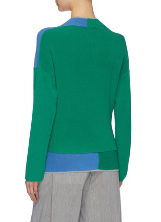 Back View - Click To Enlarge - MAISON FLANEUR - Colourblock twist front V-neck sweater