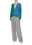 Figure View - Click To Enlarge - MAISON FLANEUR - Colourblock twist front V-neck sweater