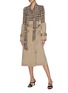 Figure View - Click To Enlarge - ROKH - Check patchwork pussybow panel belted gabardine trench dress