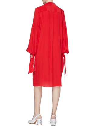 Back View - Click To Enlarge - ROKH - Slogan stitched sash tie shirt dress