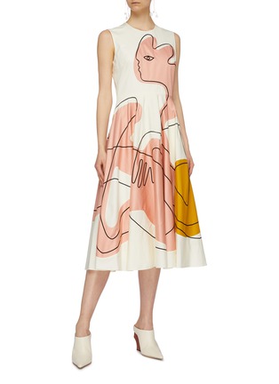 Figure View - Click To Enlarge - ROKSANDA - 'Adalia' abstract embroidered sleeveless dress