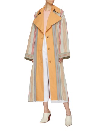Figure View - Click To Enlarge - ROKSANDA - 'Lennix' belted stripe coat