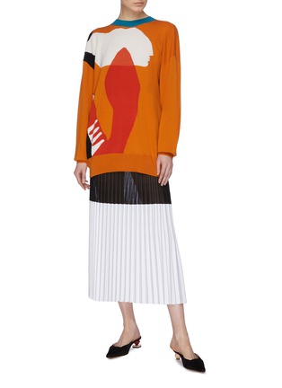 Figure View - Click To Enlarge - ROKSANDA - 'Sarai' tie back graphic intarsia wool sweater