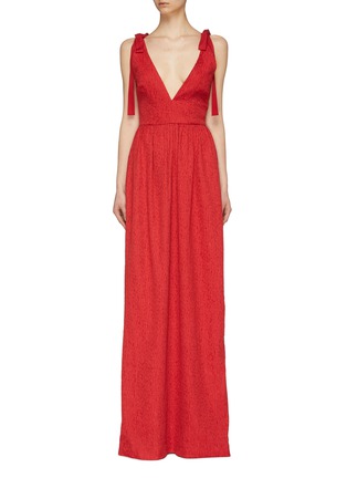 Main View - Click To Enlarge - REBECCA VALLANCE - Tie shoulder V-neck gown