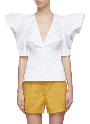 Main View - Click To Enlarge - SILVIA TCHERASSI - 'Top Ten' ruffle cutout sleeve V-neck blouse