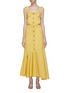 Main View - Click To Enlarge - SILVIA TCHERASSI - 'Coletta' asymmetric ruffle hem button front midi dress