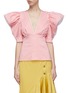 Main View - Click To Enlarge - SILVIA TCHERASSI - 'Laviana' ruffle cutout sleeve stripe V-neck blouse