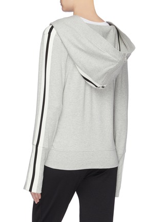 Back View - Click To Enlarge - NORMA KAMALI - Stripe sleeve zip hoodie
