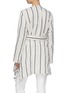 Back View - Click To Enlarge - THE KEIJI - Belted pleated drape stripe wrap coat