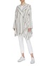 Figure View - Click To Enlarge - THE KEIJI - Belted pleated drape stripe wrap coat