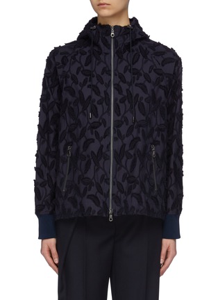 Main View - Click To Enlarge - THE KEIJI - Leaf embroidered hooded jacket