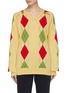Main View - Click To Enlarge - TOGA ARCHIVES - Convertible sleeve argyle intarsia V-neck sweater