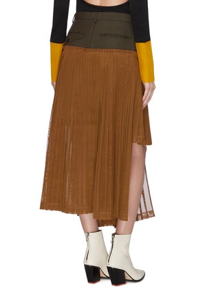 Back View - Click To Enlarge - TOGA ARCHIVES - Asymmetric pleated patchwork wool-mohair skirt