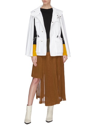 Figure View - Click To Enlarge - TOGA ARCHIVES - Asymmetric pleated patchwork wool-mohair skirt