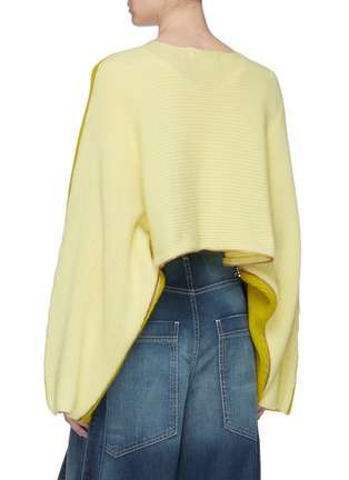 Back View - Click To Enlarge - TRE BY NATALIE RATABESI - 'Zip' hem colourblock cashmere poncho sweater