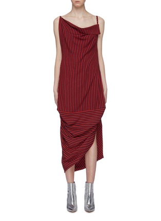 Main View - Click To Enlarge - TRE BY NATALIE RATABESI - 'Meggan' asymmetric drape stripe poplin dress