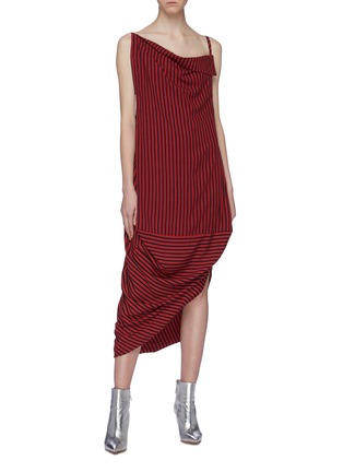 Figure View - Click To Enlarge - TRE BY NATALIE RATABESI - 'Meggan' asymmetric drape stripe poplin dress