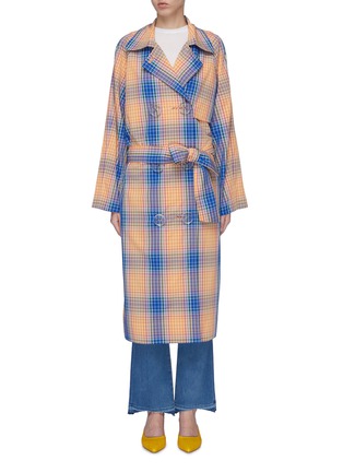 Main View - Click To Enlarge - SIMON MILLER - 'Paz' belted check plaid trench coat