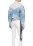 Back View - Click To Enlarge - BEN TAVERNITI UNRAVEL PROJECT  - Colourblock patchwork oversized cropped denim jacket