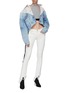 Figure View - Click To Enlarge - BEN TAVERNITI UNRAVEL PROJECT  - Colourblock patchwork oversized cropped denim jacket