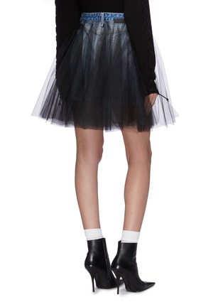 Back View - Click To Enlarge - BEN TAVERNITI UNRAVEL PROJECT  - Tulle overlay denim mini skirt